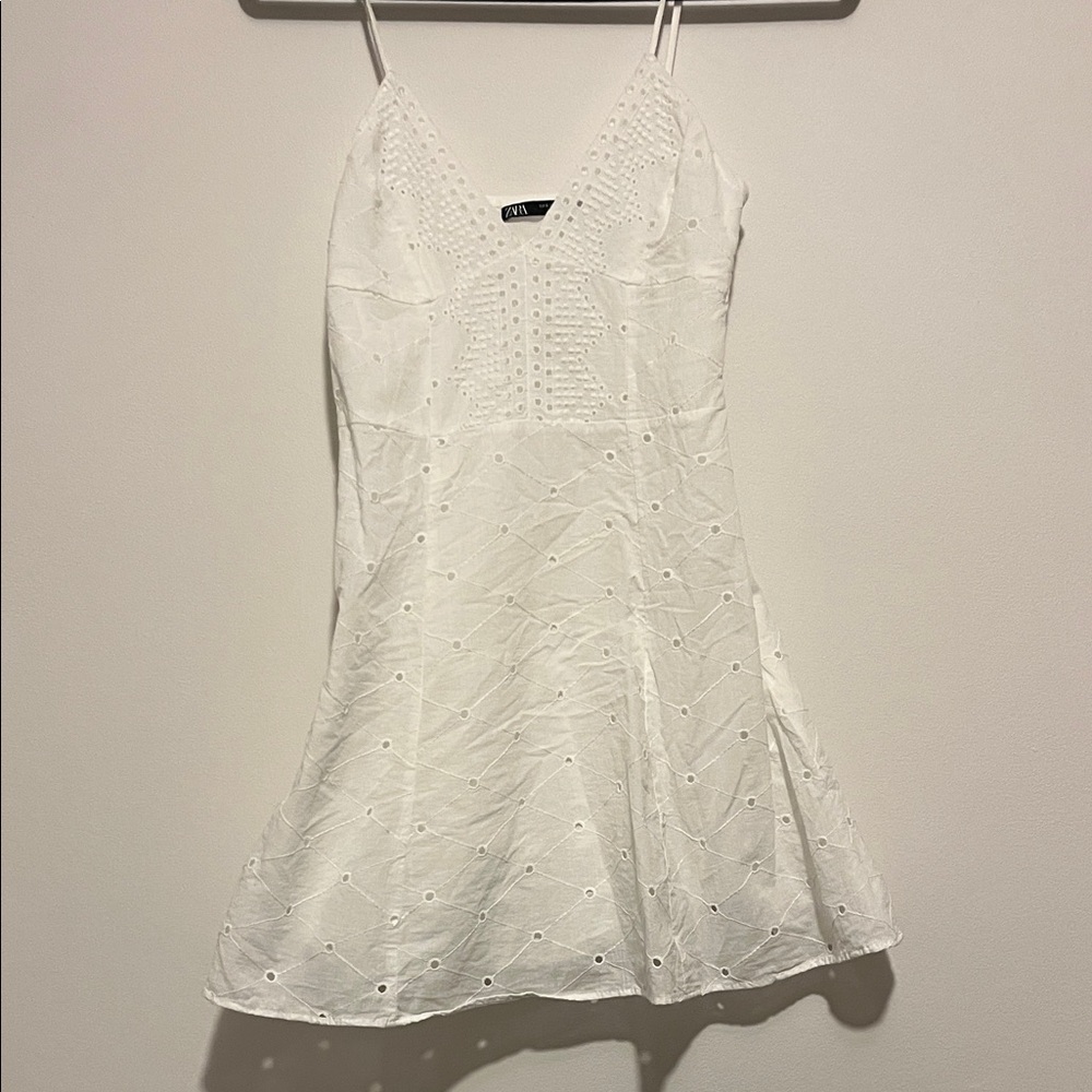 Zara White Eyelet Mini Dress